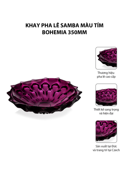Khay pha lê Samba màu tím Bohemia 350mm - 591629