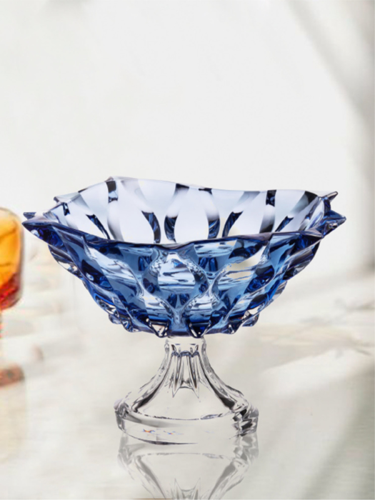 Khay pha lê có chân Samba màu xanh Bohemia 305mm - 584706