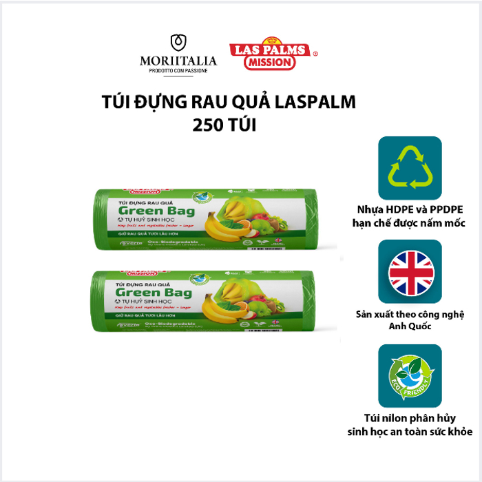 Túi Đựng Rau Củ Laspalm tự hủy sinh học tiện lợi Moriitalia nhiều kích thước
