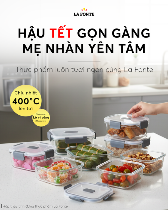 Hộp đựng thức ăn thủy tinh chịu nhiệt La fonte – C1- 1040ml