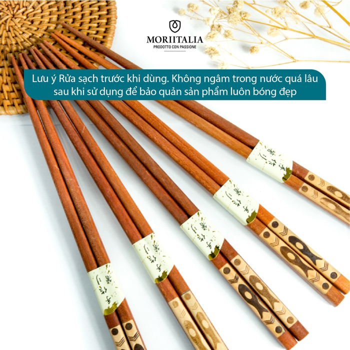 Vỉ 5 đôi đũa gỗ Kokusai Nhật Bản an toàn, chất liệu gỗ tự nhiên Moriitalia NDCK-20