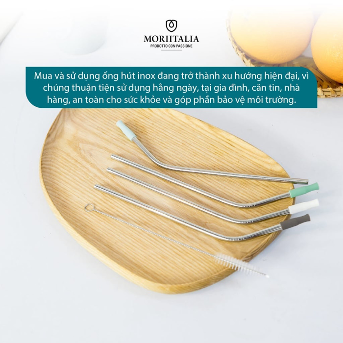 Vỉ 4 ống hút Inox có cọ vệ sinh La Fonte an toàn tiện lợi cao cấp Moriitalia 006699