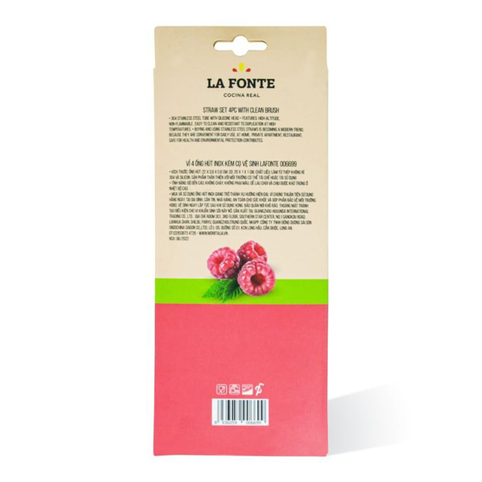 Vỉ 4 ống hút Inox có cọ vệ sinh La Fonte an toàn tiện lợi cao cấp Moriitalia 006699