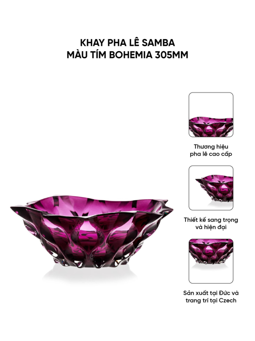 Khay pha lê Samba màu tím Bohemia 305mm