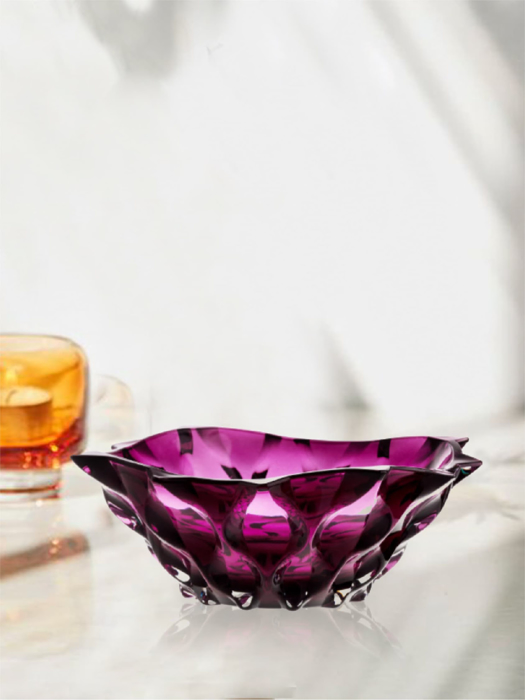 Khay pha lê Samba màu tím Bohemia 305mm