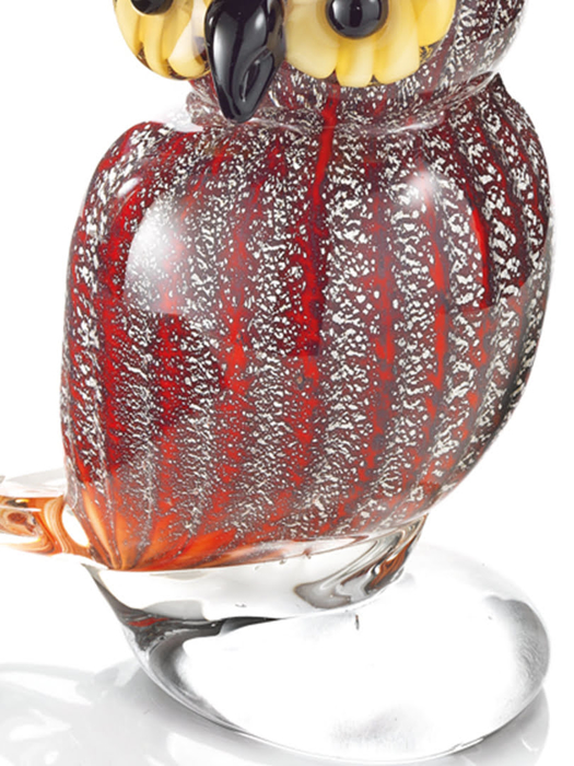 Đồ trang trí bằng thủy tinh: hình con  cú mèo màu đỏ,  Code:800121,size: h.cm 17,5nhãn hiệu : OTTAVIANI-
