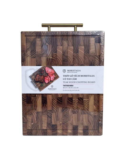 Thớt Gỗ Tếch Moriitalia có tay cầm (38 cm x 30 cm x 3.5 cm) - THOT00014854