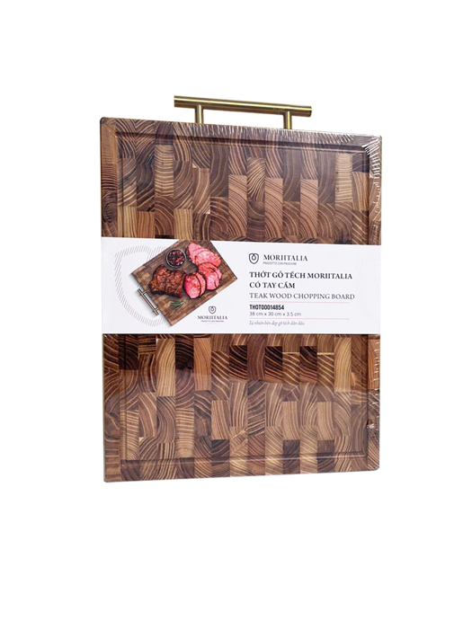 Thớt Gỗ Tếch Moriitalia có tay cầm (38 cm x 30 cm x 3.5 cm) - THOT00014854