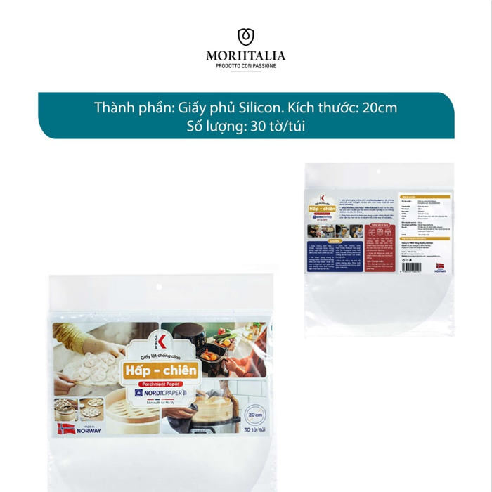 Giấy lót chống dính hấp chiên Kokusai không lỗ 20cm Moriitalia GCDD00002295