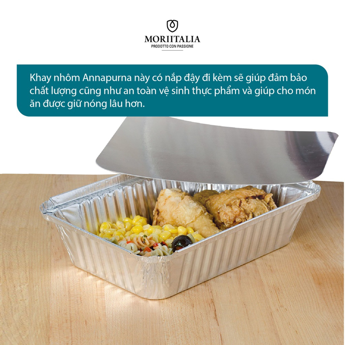 Khay nhôm Annapurna tiện dụng có nắp đậy Moriitalia 0003063