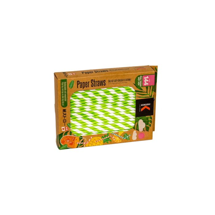 Ống hút giấy phân hủy sinh học Kokusai  Phi 6mm/ 8mm x 197mm  - Chính hãng MORIITALIA, sản phẩm đạt chứng nhận sức khoẻ