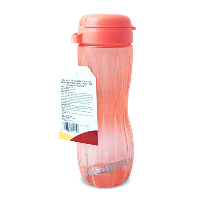 Bình nước thể thao trẻ trung LA FONTE 680ml Sport Bottle, Chất liệu PP an toàn sức khoẻ - Chính hãng MORIITALIA 011457