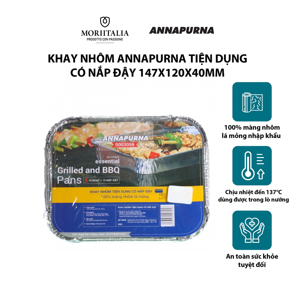 Khay nhôm Annapurna tiện dụng có nắp đậy Moriitalia 0003056