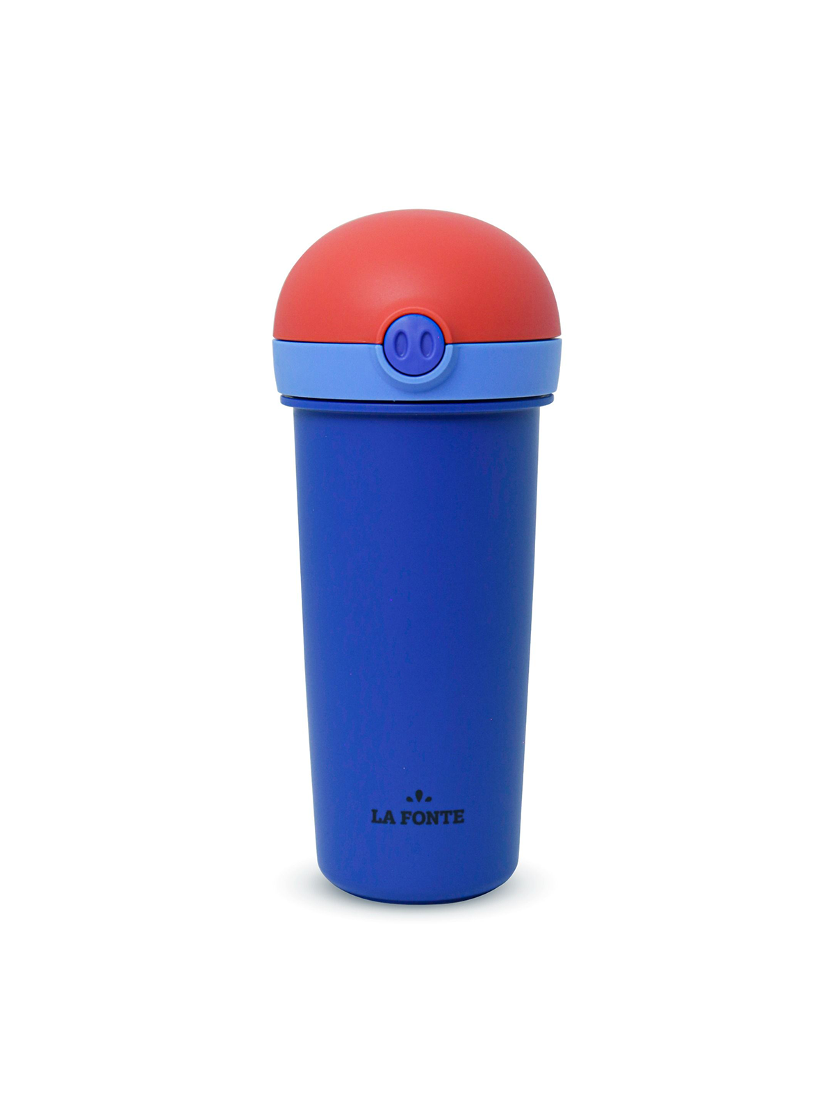 Bình nước nhựa 380ml hình mũi lợn kèm ống hút La Fonte-011082-BLU