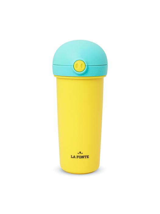 Bình nước nhựa 380ml hình mũi lợn kèm ống hút La Fonte-011082-YEL