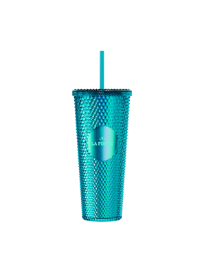 Ly nhựa 2 lớp kèm ống hút màu xanh La Fonte 760ml - 011556-GRE