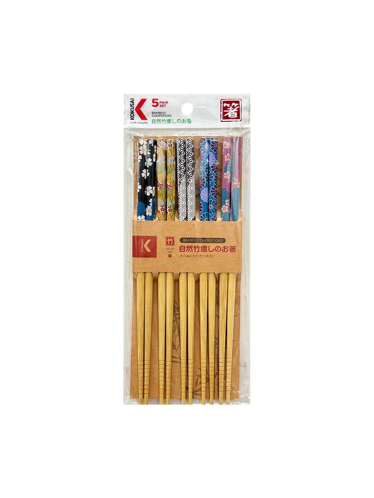 Đũa tre Nhật Bản vỉ 5 đôi Kokusai 23.5cm NDCK-04A