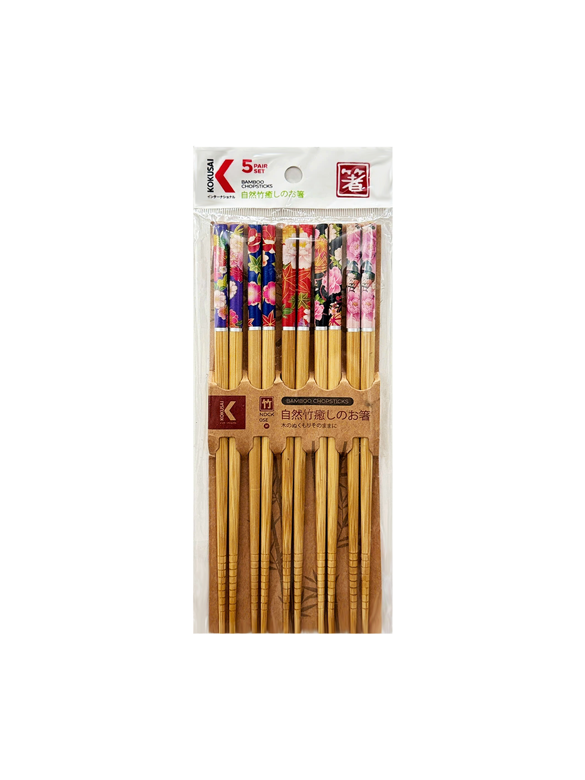 Đũa tre Nhật Bản vỉ 5 đôi Kokusai 22.5cm NDCK-05E