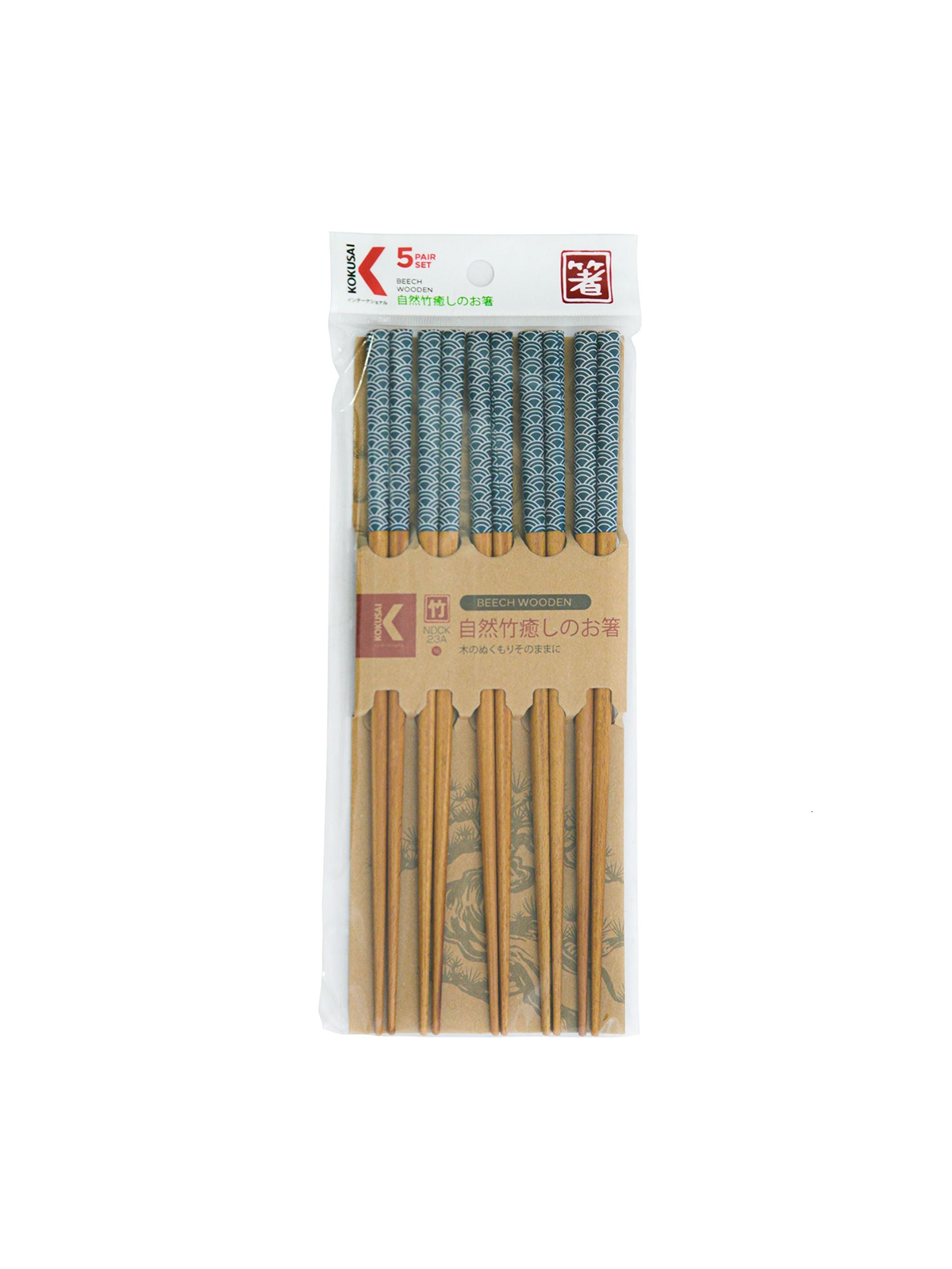 Đũa gỗ Nhật Bản vỉ 5 đôi Kokusai 23.5cm NDCK- 23A