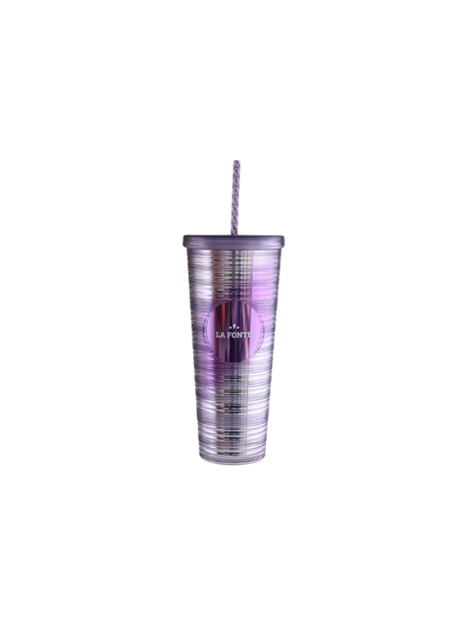Ly nhựa 2 lớp kèm ống hút La Fonte 760ml - 013222-PUR