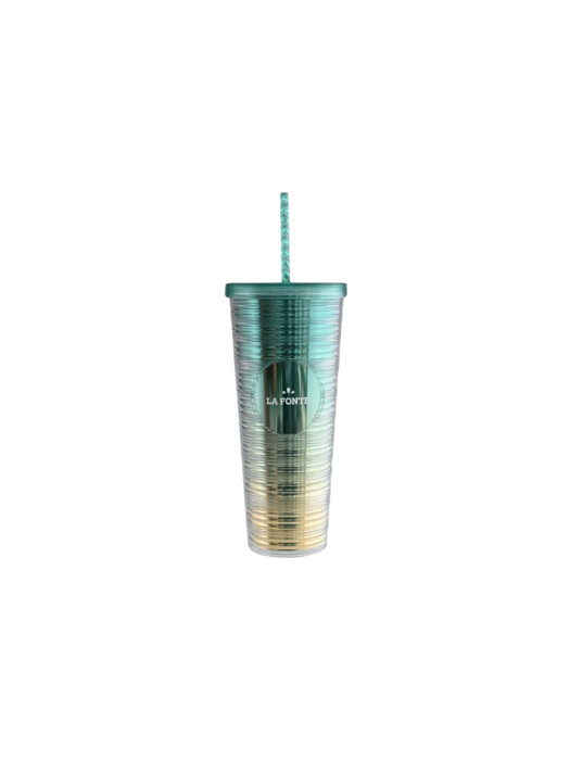 Ly nhựa 2 lớp kèm ống hút La Fonte 760ml - 013222-GRE