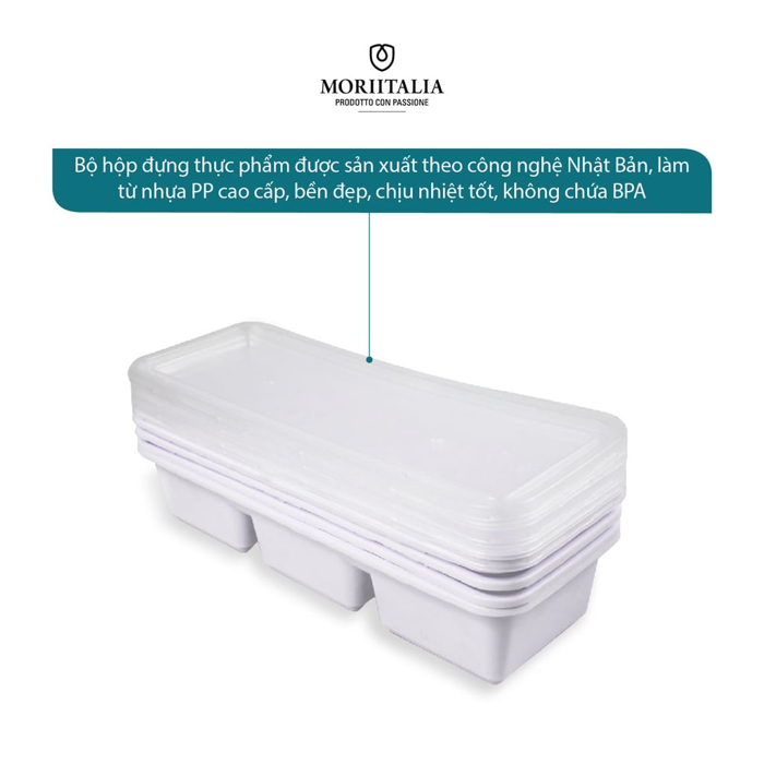 Hộp nhựa đựng thực phẩm Kokusai hình chữ nhật 3 ngăn an toàn tiện lợi Moriitalia HDK001489