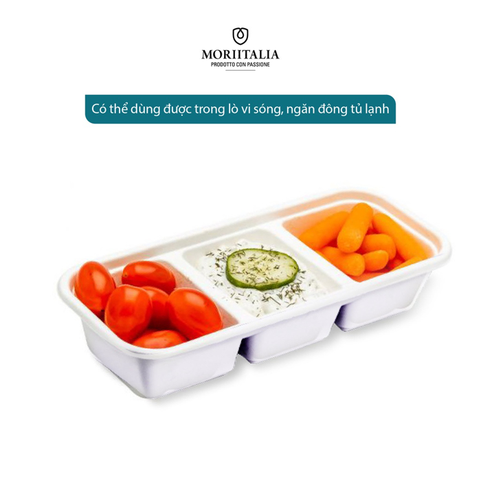 Hộp nhựa đựng thực phẩm Kokusai hình chữ nhật 3 ngăn an toàn tiện lợi Moriitalia HDK001489