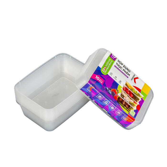 Hộp nhựa đựng thực phẩm Kokusai 650ml Lốc 10 cái - HDK009768
