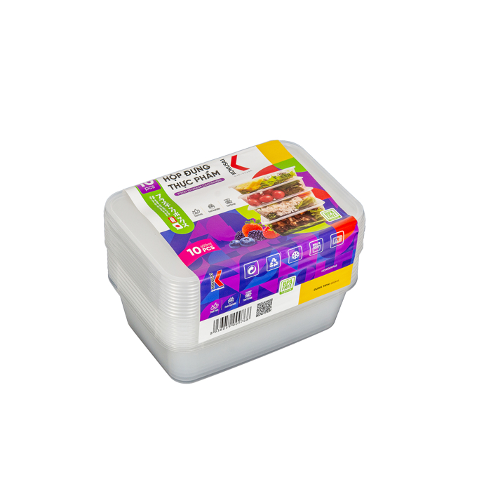 Hộp nhựa đựng thực phẩm Kokusai 650ml Lốc 10 cái - HDK009768