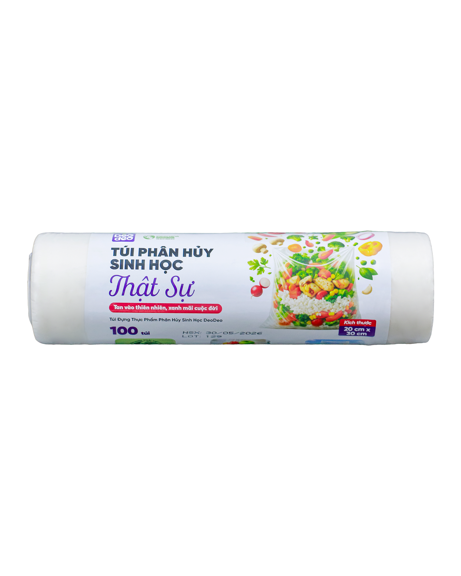Túi phân hủy sinh học thật sự (Túi đựng thực phẩm Deodeo 20 cm x 30 cm - 300g)-TDTP00000659