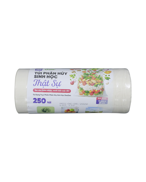 Túi phân hủy sinh học thật sự (Túi đựng thực phẩm Deodeo 17 cm x 25 cm-500 g) - TDTP00001083
