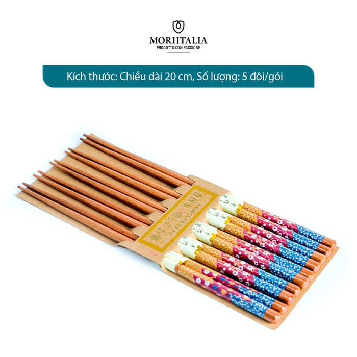 Vỉ 5 đôi đũa gỗ Kokusai Nhật Bản an toàn, chất liệu gỗ tự nhiên Moriitalia NDCK-23B