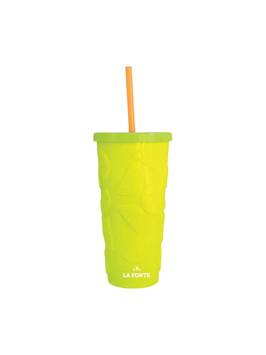 Ly 2 Lớp La Fonte Họa Tiết Lemon Kèm Ống hút-532ML-015653-GRE