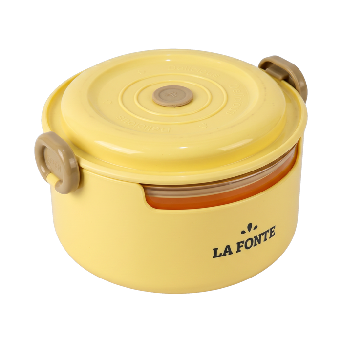 Hộp cơm thủy tinh La Fonte hình tròn  (800 ml - 014540-YEL)