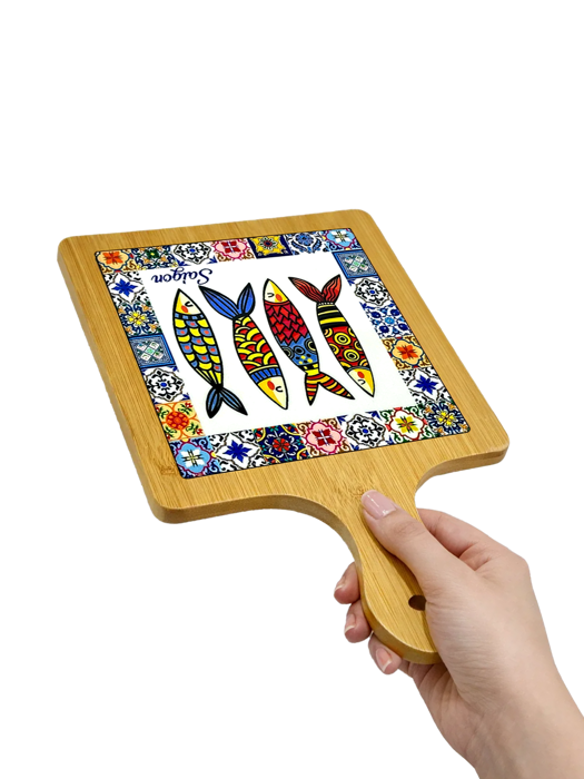 Thớt Tre Ceramic La Fonte Hoa Văn Ngư Phúc 18.5cm x 28.5cm - THOT00000383
