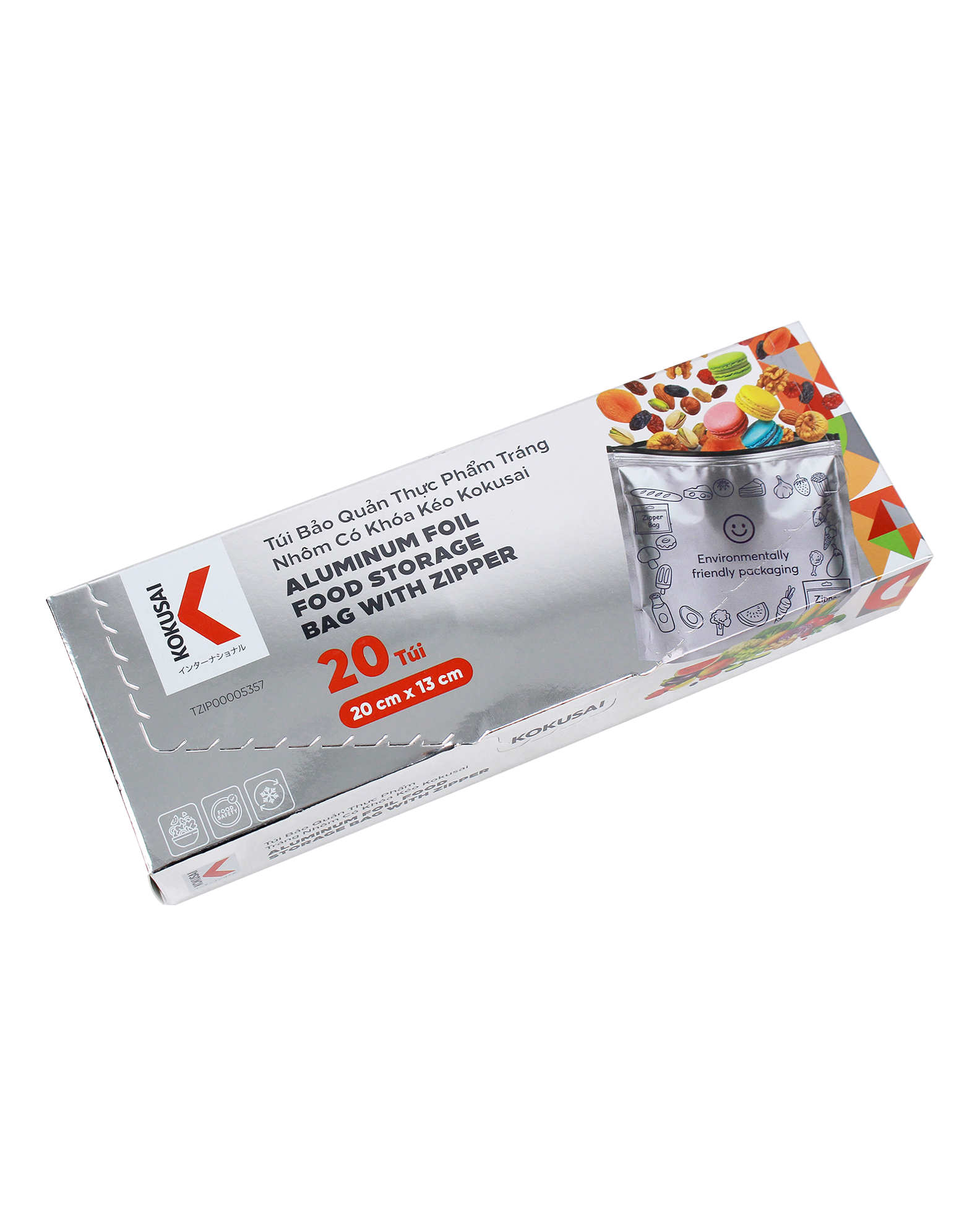 Túi Bảo Quản Thực Phẩm Tráng Nhôm Có Khóa Kéo Kokusai 20 cm x 13 cm -TZIP10005357