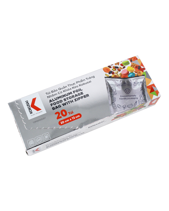Túi Bảo Quản Thực Phẩm Tráng Nhôm Có Khóa Kéo Kokusai 20 cm x 13 cm -TZIP10005357