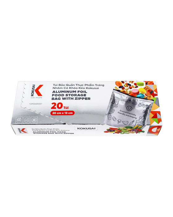 Túi Bảo Quản Thực Phẩm Tráng Nhôm Có Khóa Kéo Kokusai 20 cm x 13 cm -TZIP10005357