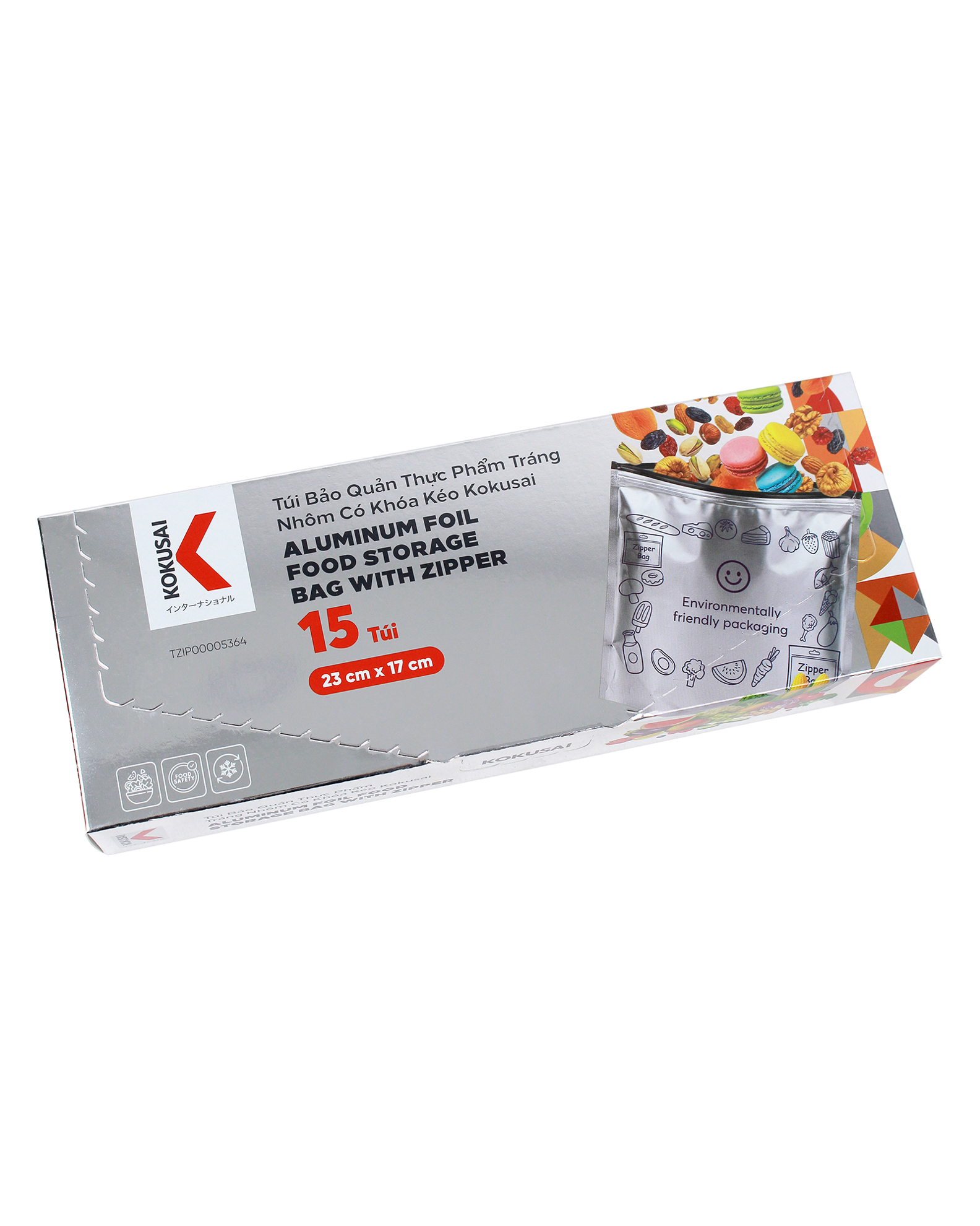Túi Bảo Quản Thực Phẩm Tráng Nhôm Có Khóa Kéo Kokusai 23 cm x 17 cm -TZIP10005364
