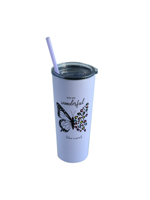 Ly Giữ Nhiệt La Fonte Butterfly Kèm Ống Hút-680 ml-014823-PUR