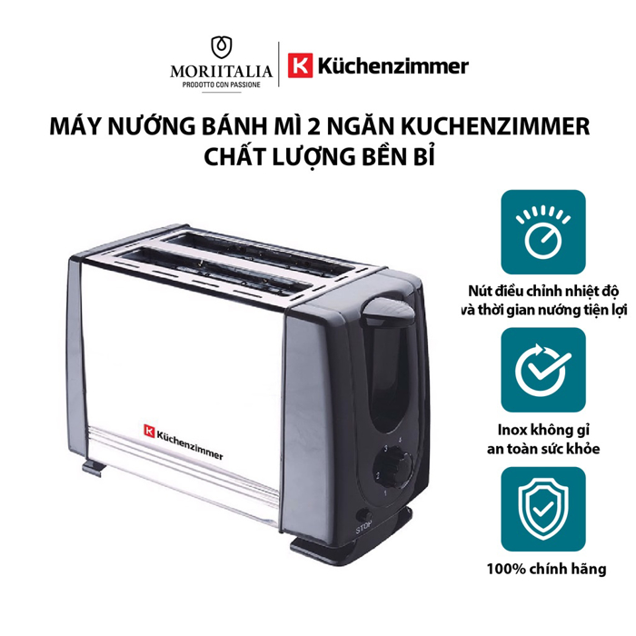 Máy nướng bánh mì 2 ngăn KuchenZimmer chất lượng bền bỉ tiện lợi Moriitalia 3000488