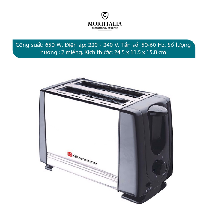 Máy nướng bánh mì 2 ngăn KuchenZimmer chất lượng bền bỉ tiện lợi Moriitalia 3000488