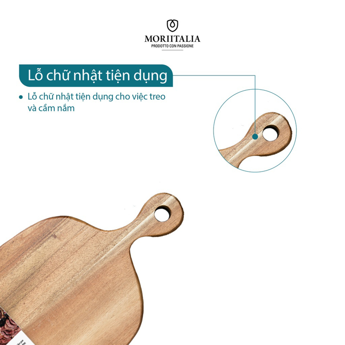 Thớt gỗ tràm Moriitalia đa dụng có tay cầm tiện lợi THOT00008365