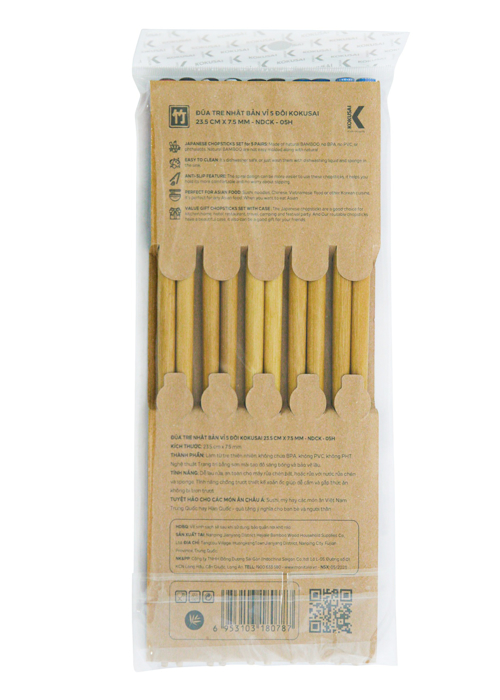 ĐŨA TRE NHẬT BẢN VỈ 5 ĐÔI KOKUSAI 22.5cmx7mm - NDCK-05H