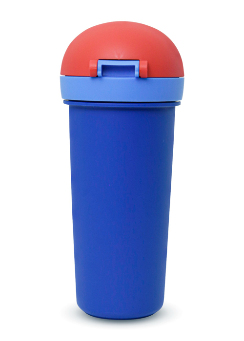 Bình nước nhựa 380ml hình mũi lợn kèm ống hút La Fonte-011082-BLU