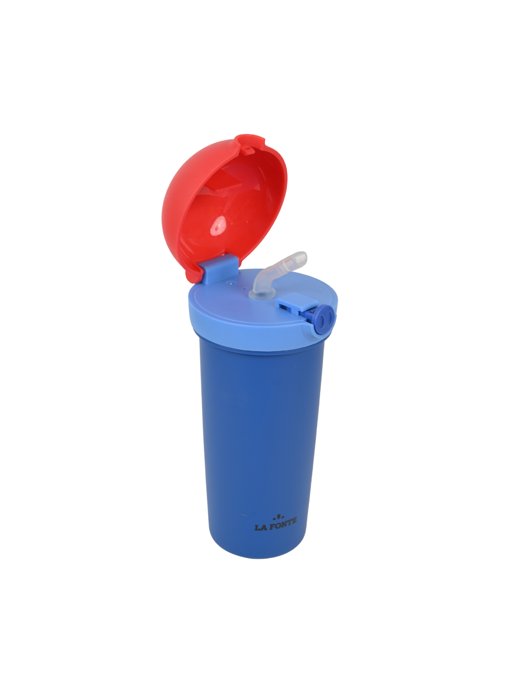 Bình nước nhựa 380ml hình mũi lợn kèm ống hút La Fonte-011082-BLU