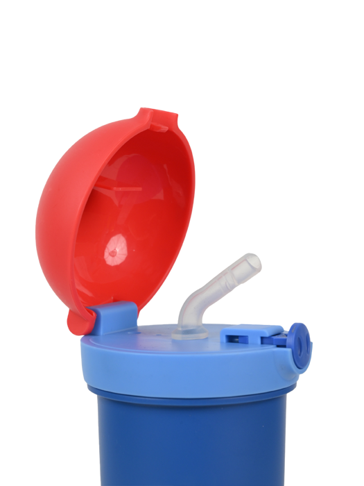 Bình nước nhựa 380ml hình mũi lợn kèm ống hút La Fonte-011082-BLU