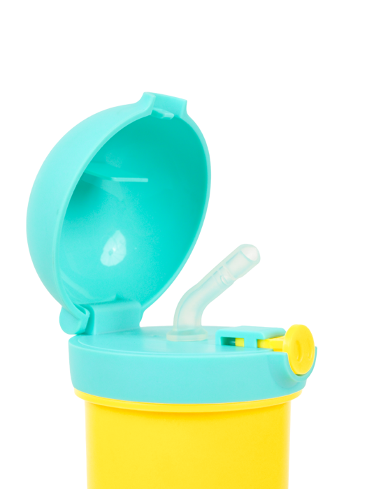 Bình nước nhựa 380ml hình mũi lợn kèm ống hút La Fonte-011082-YEL