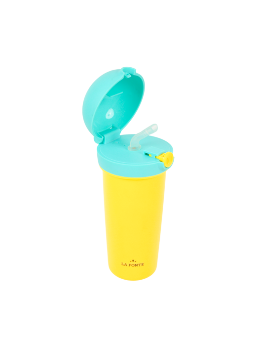 Bình nước nhựa 380ml hình mũi lợn kèm ống hút La Fonte-011082-YEL