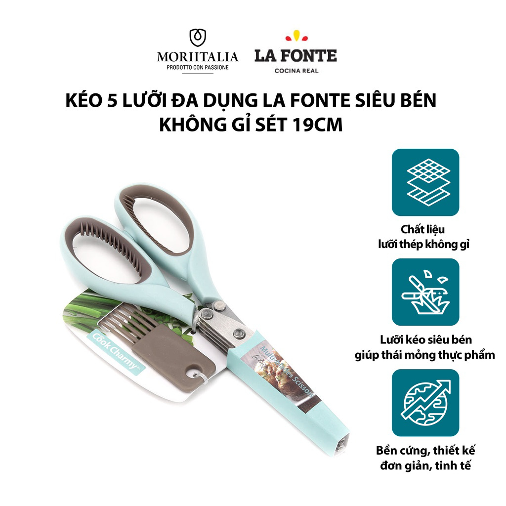 Kéo 5 lưỡi La Fonte đa dụng siêu bén không gỉ chính hãng Moriitalia 006538